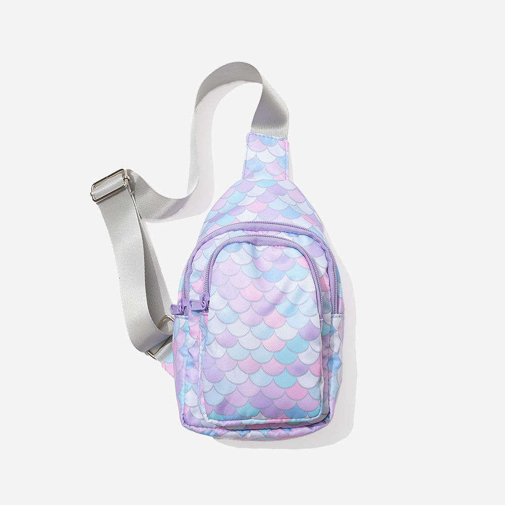 mermaid magic kids sling backpack up close of strap