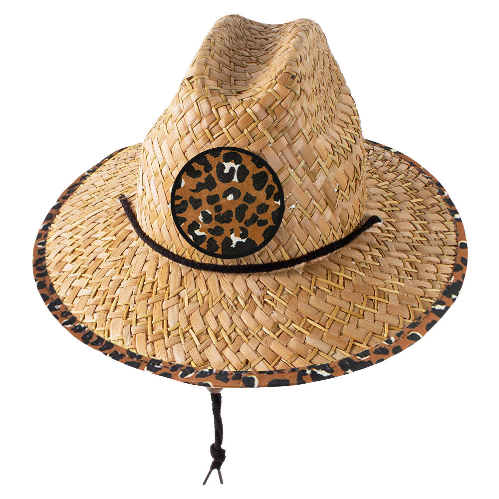 girls cheetah monogrammed straw hat