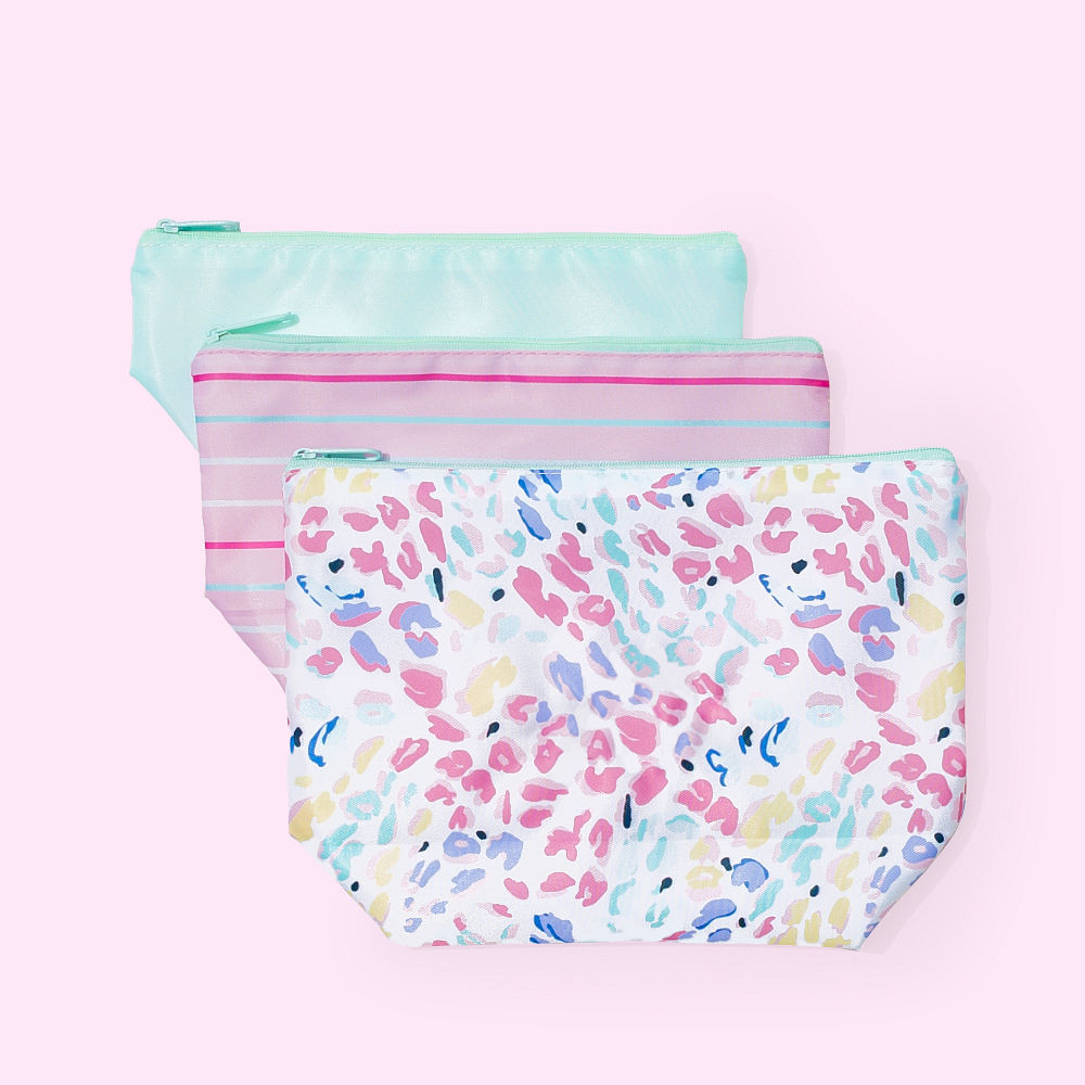 monogrammed kids toiletry bag in multi leopard