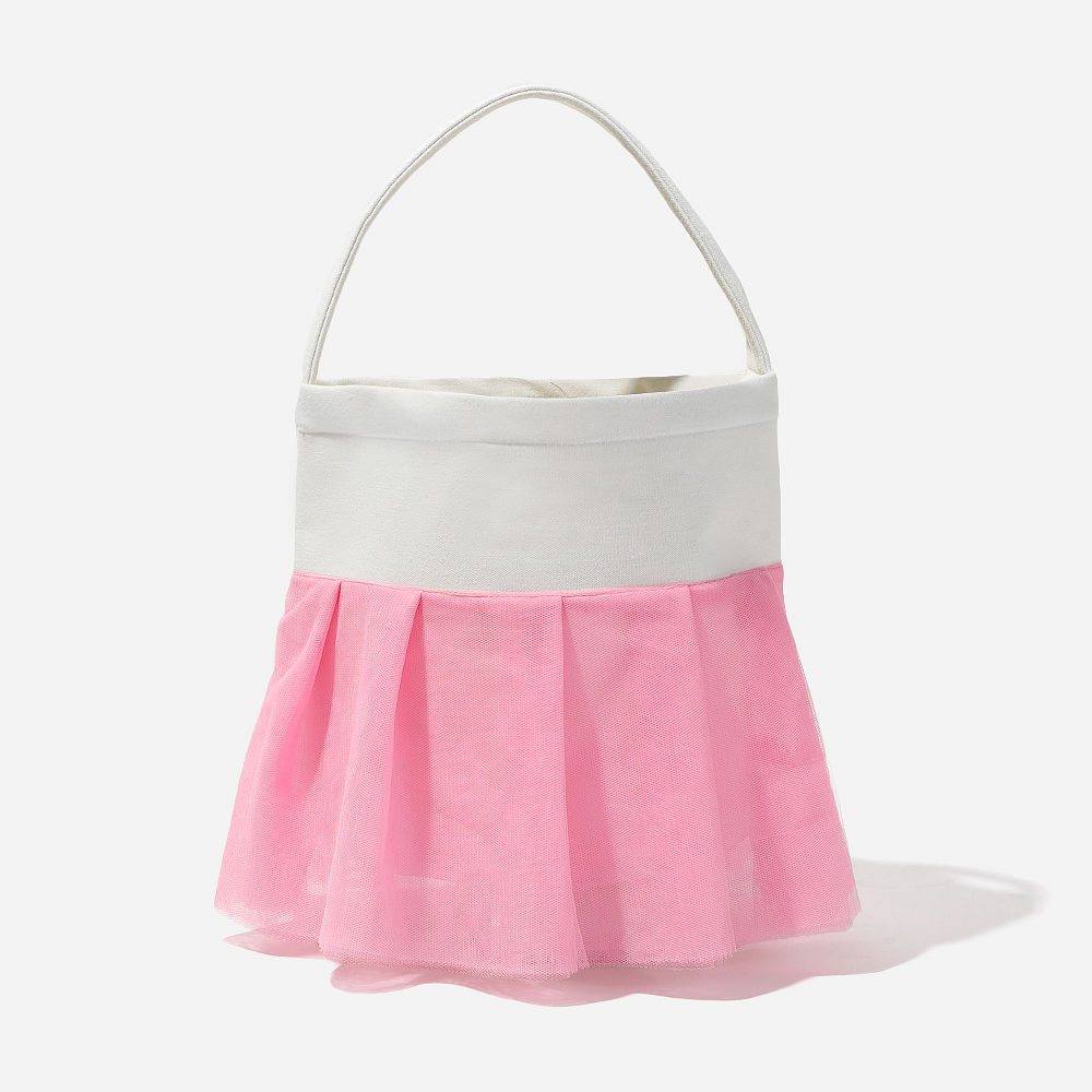 girls pink tutu easter basket with name monogram