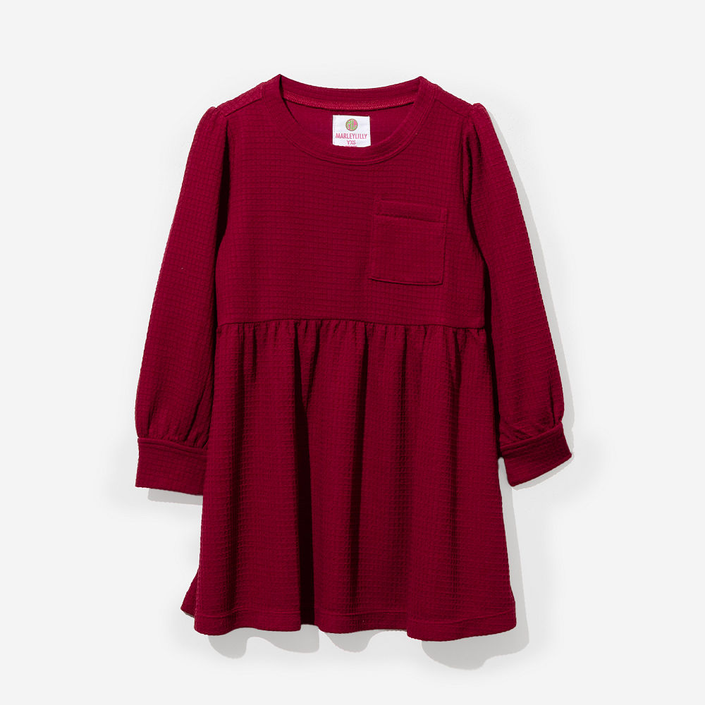 mom and me monogrammed crimson waffle dresses