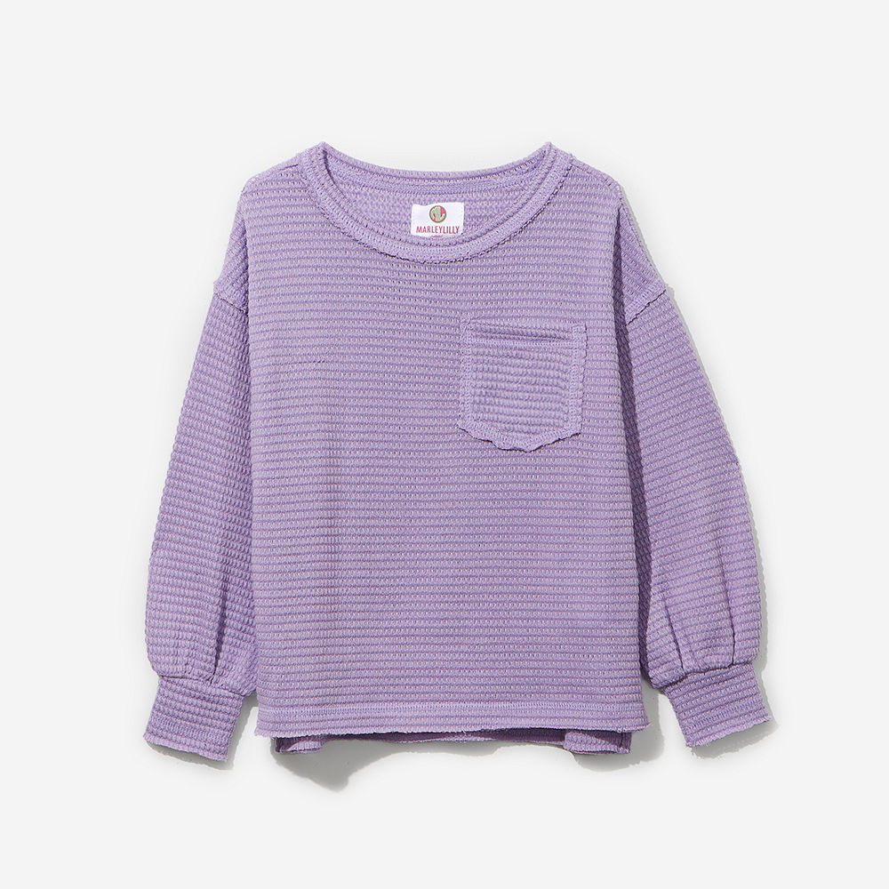 lavender kids waffle shirt with gift