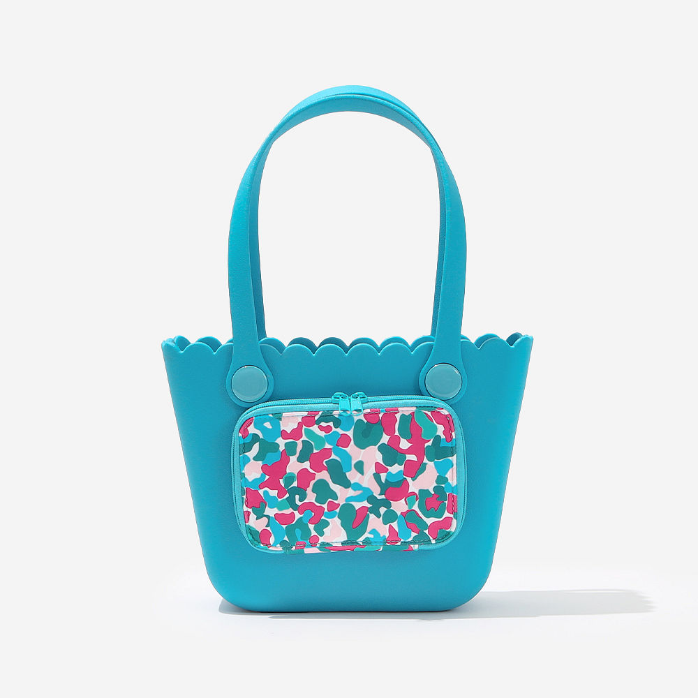 leopard confetti mini waterproof beach bag flatlay