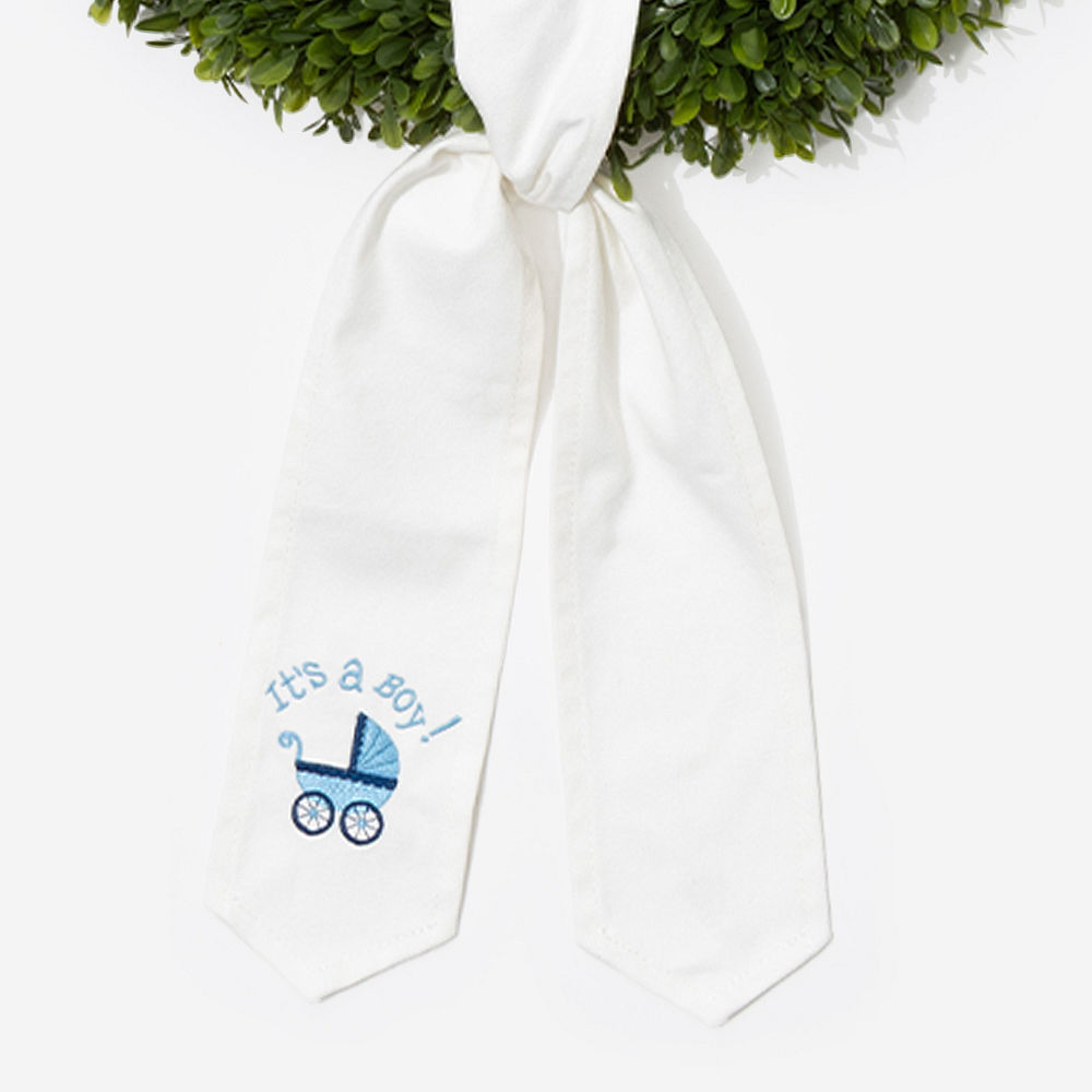 girl new baby wreath sash on pink background