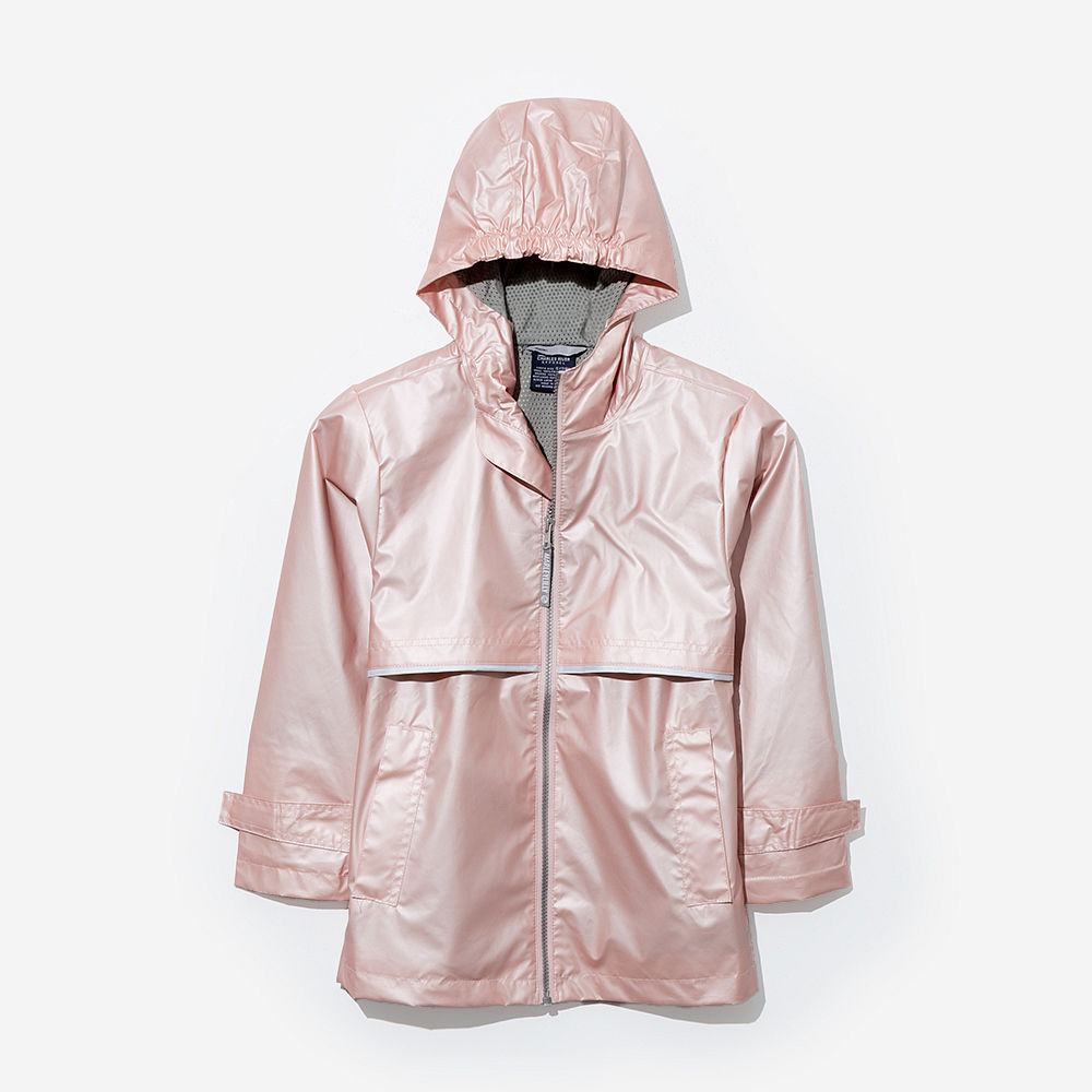rose gold youth new england rain jacket on mia