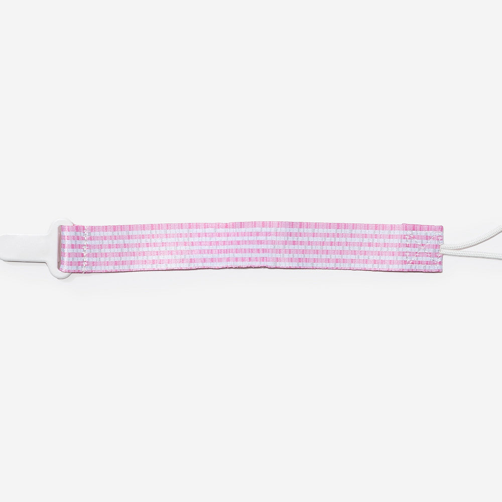Personalized Paci Clip | Pink Seersucker