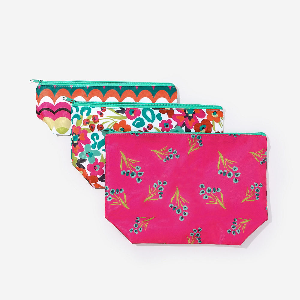 monogrammed packable cosmetic bag in Leopard with hair supplies