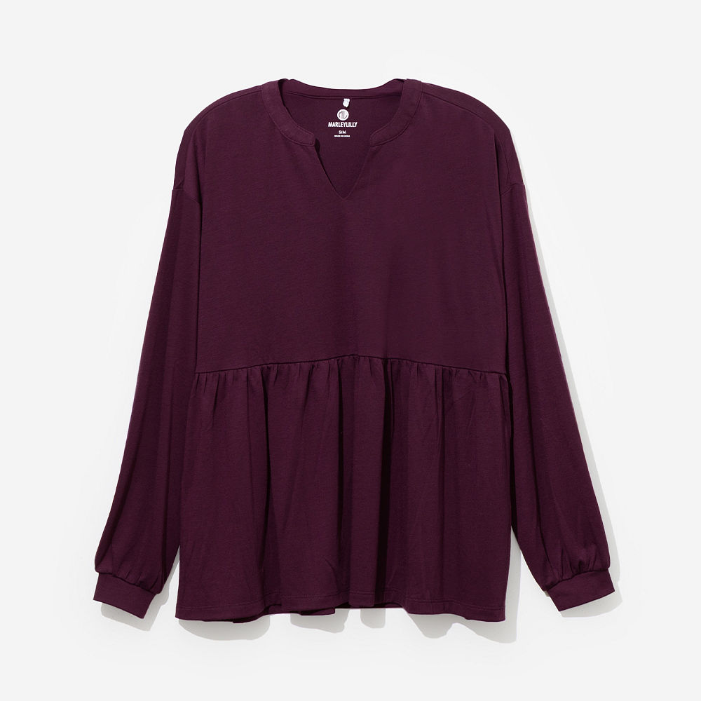 back of plum peplum top