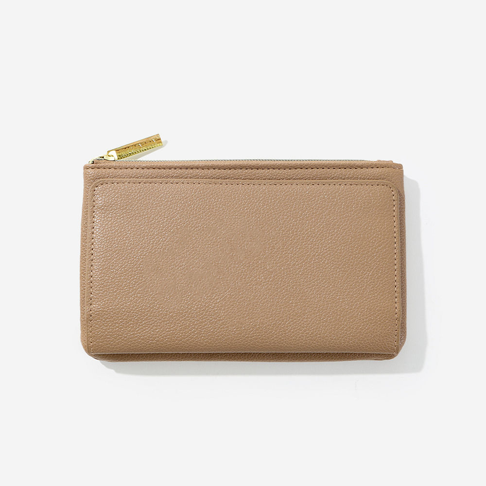 Monogrammed Carry-On Travel  Tote and Phone Wallet in tan studio shot