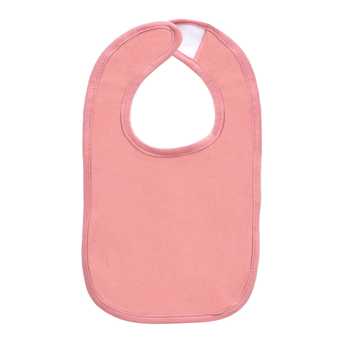 mauve baby bib with monogrammed name