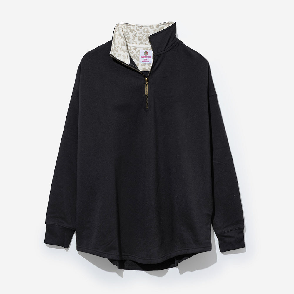 Monogrammed Quarter Zip Sweatshirt | Luxe Leopard