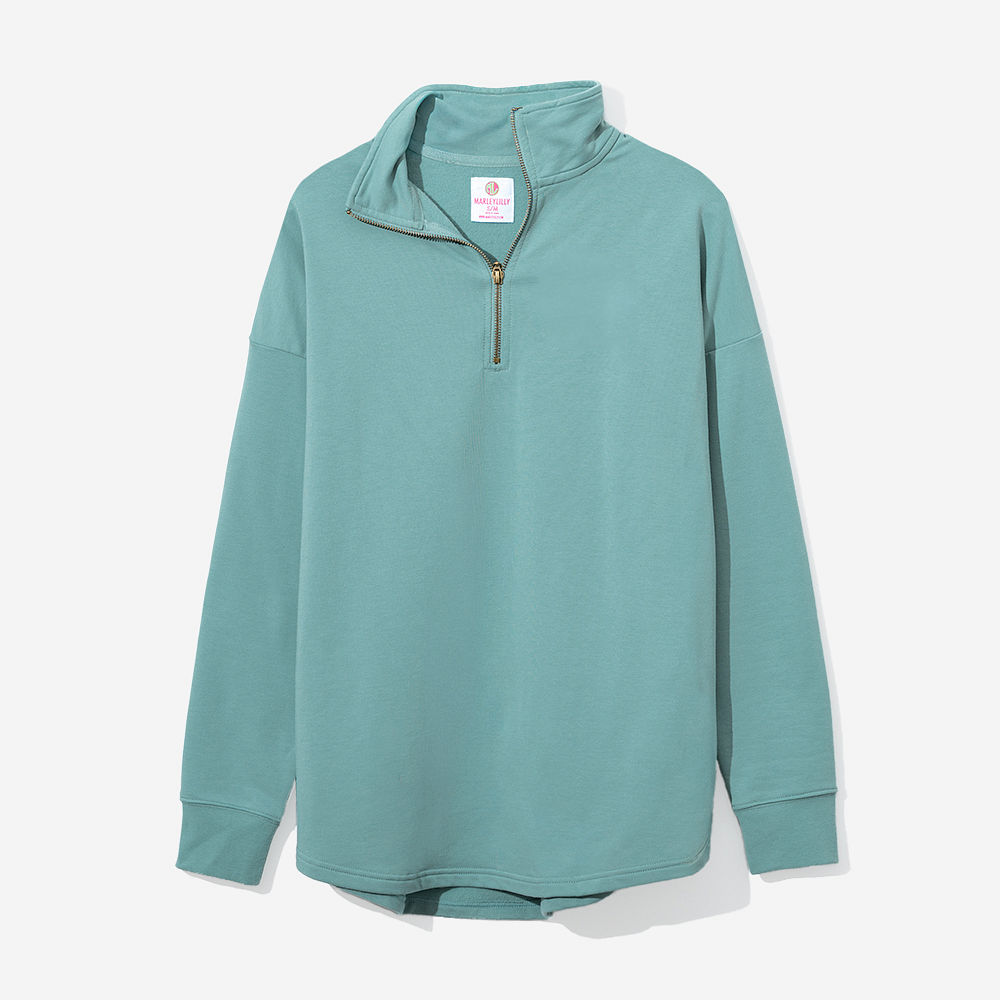 Monogrammed Quarter Zip Sweatshirt | Sage