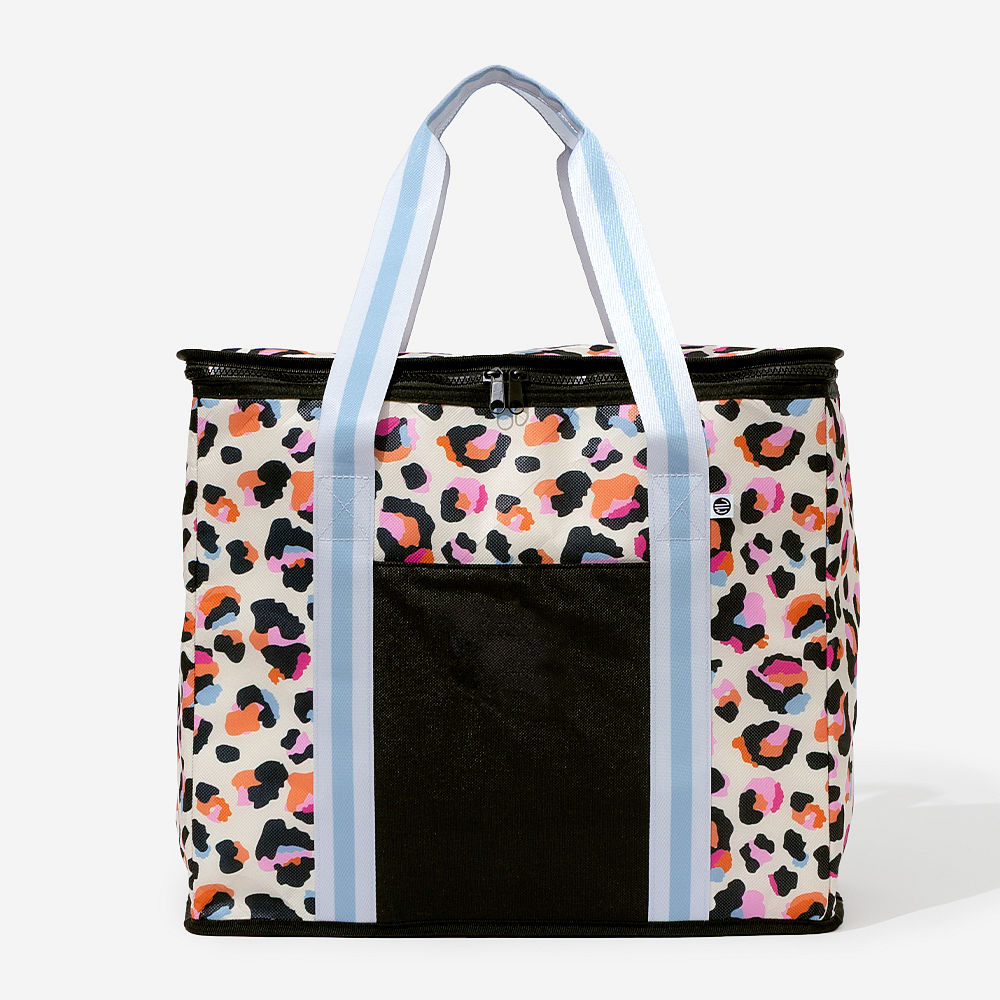 jewel ikat reusable insulated bag on counter