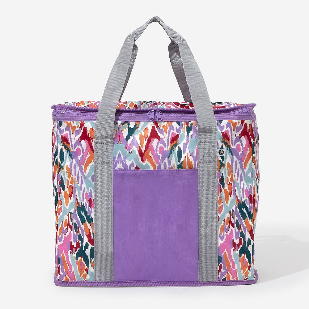 jewel ikat reusable insulated bag on counter