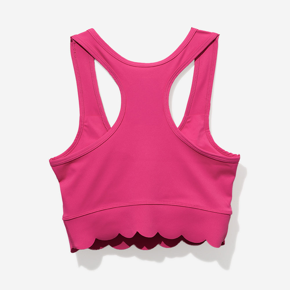 Monogrammed Scalloped Sports Bra | Hot Pink