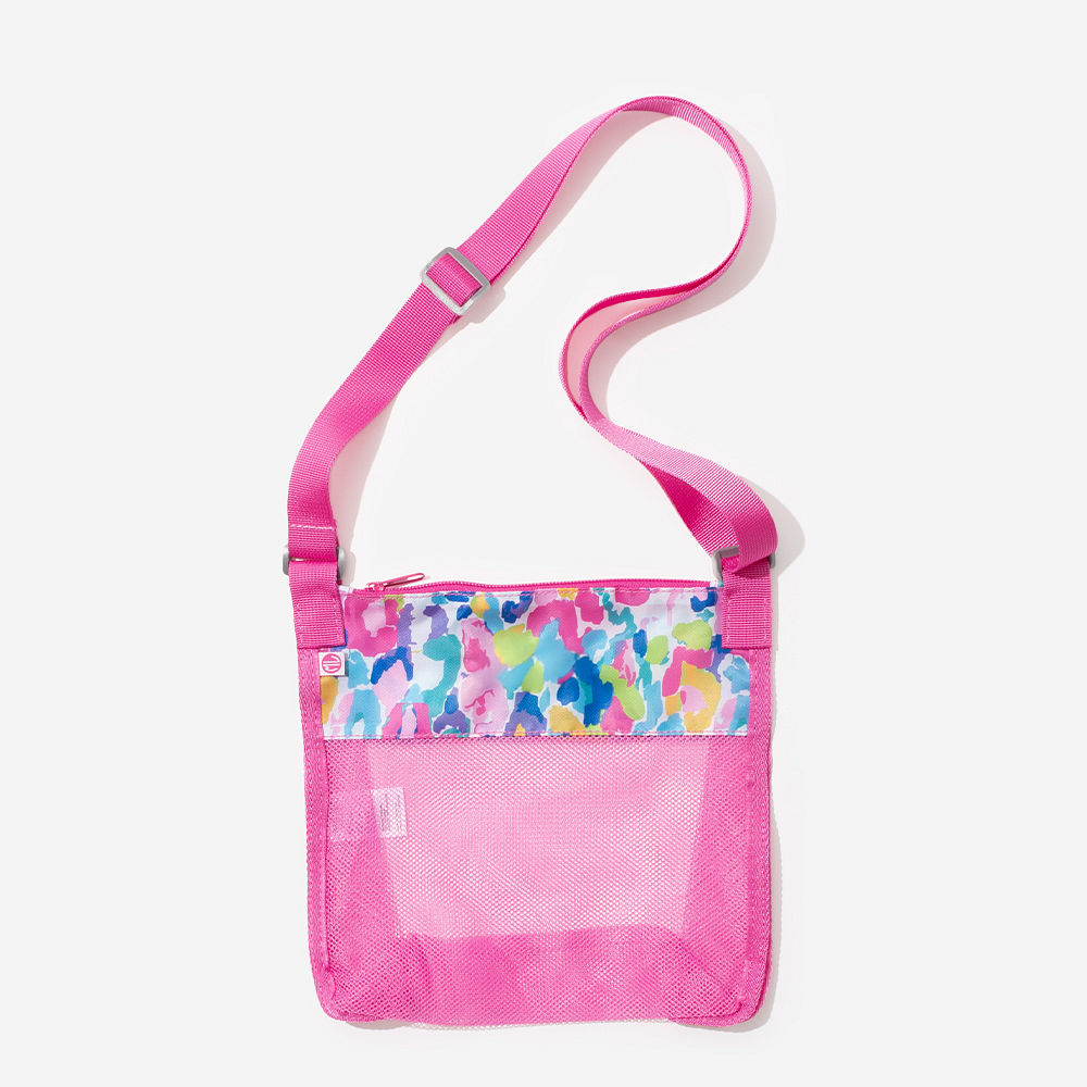 watercolor cheetah seashell bag in sand