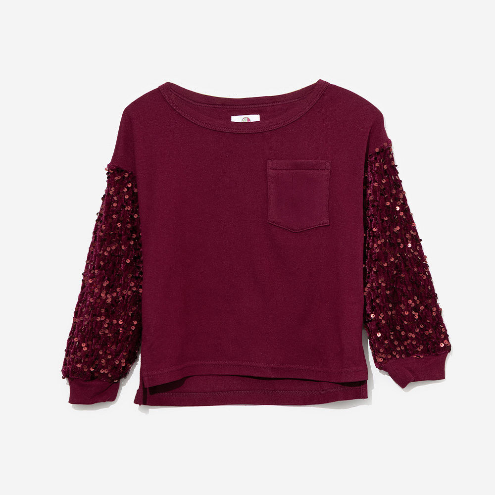 duo kids sequin sweatshirts up close
