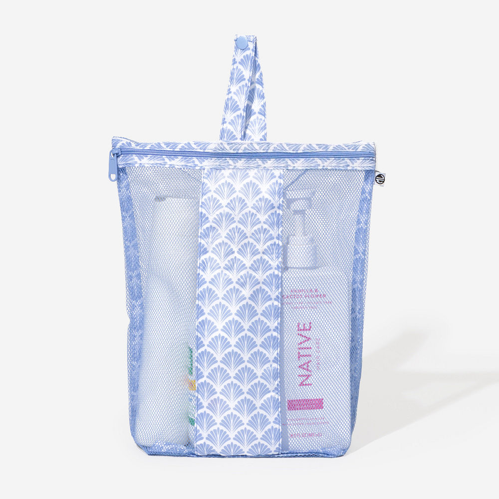 Monogrammed Shower Bag | Blue Shells