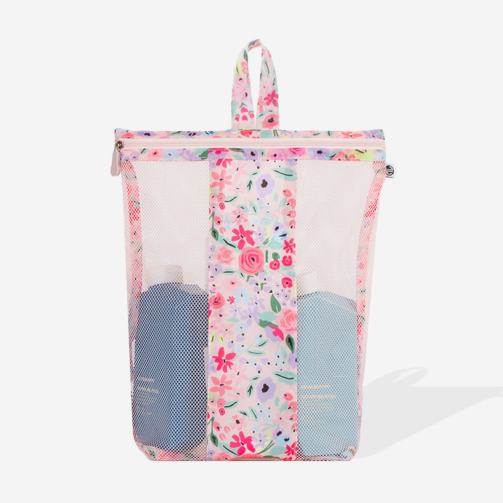 inside of coral floral shower bag