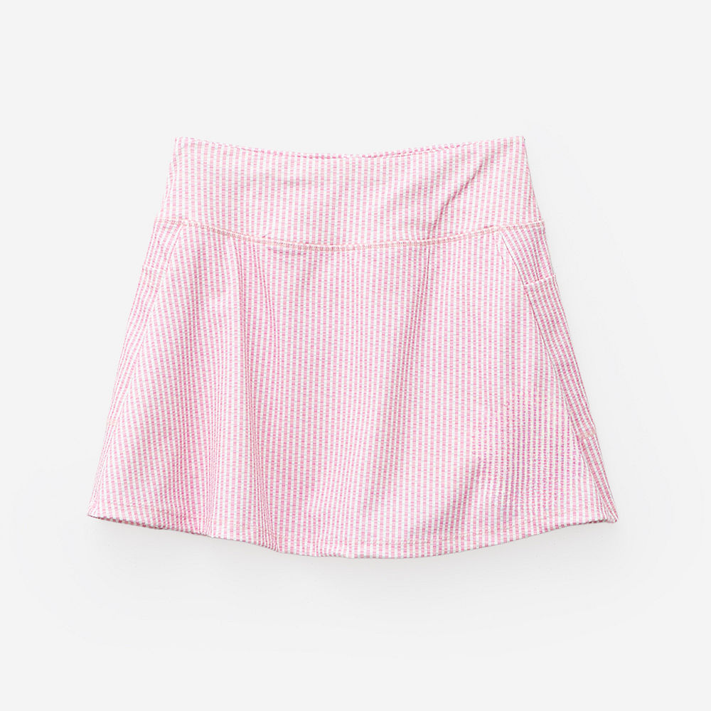 navy seersucker skort flatlay with shorts