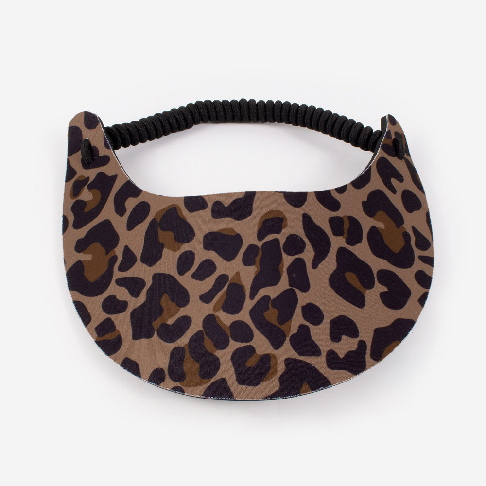 leopard monogrammed sun visor at beach