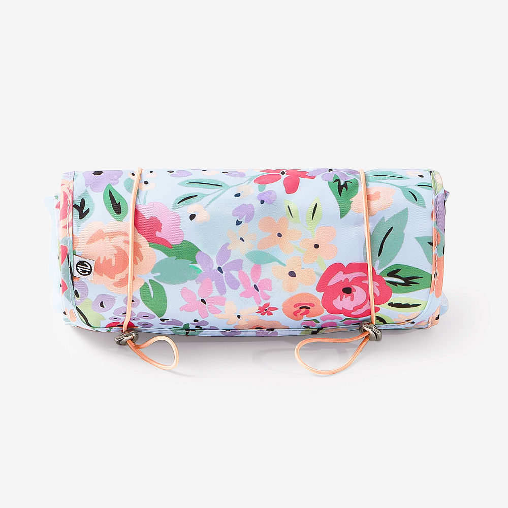 open and closed peach dot monogrammed toiletry kit