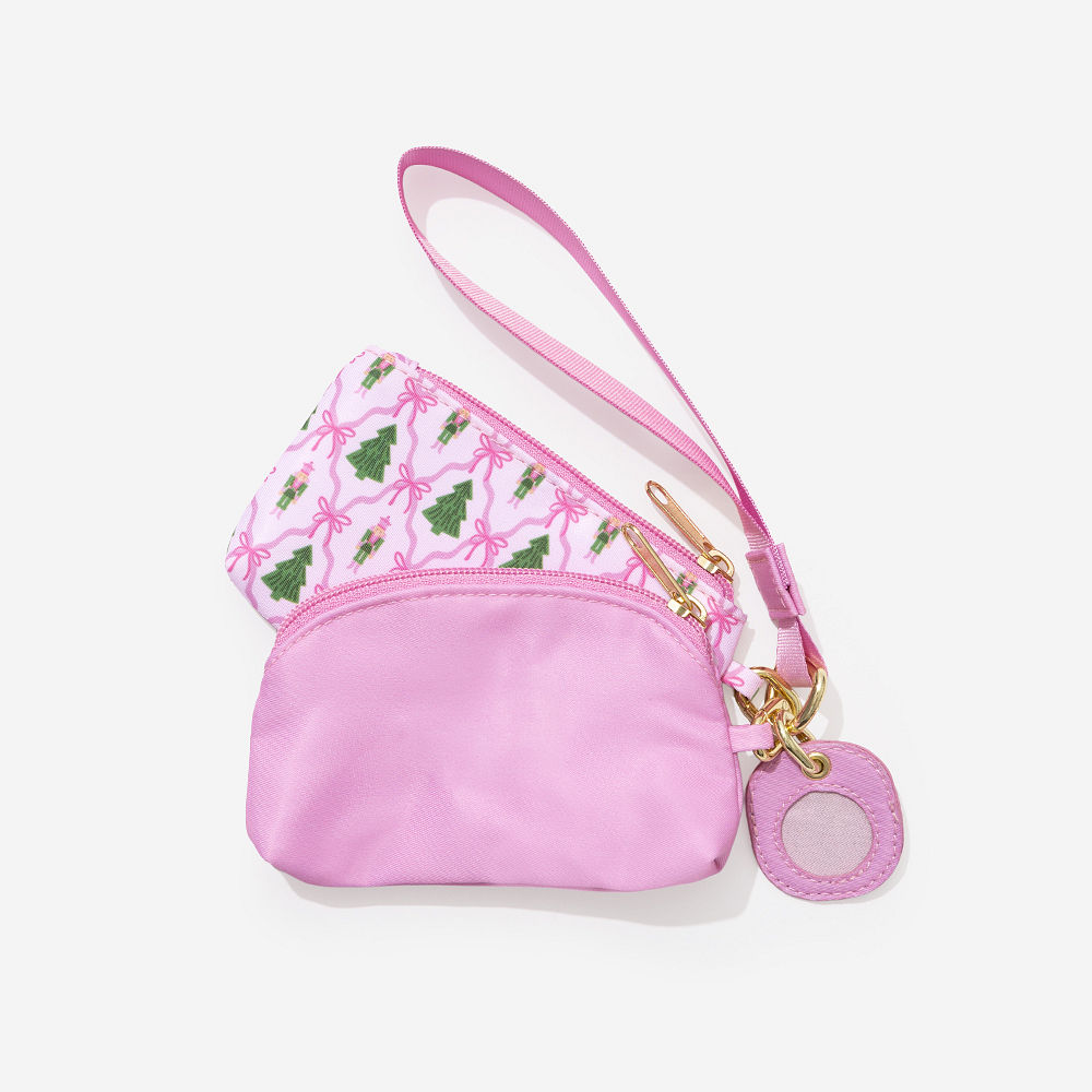 Monogrammed Two Pouch Wristlet | Christmas Lattice