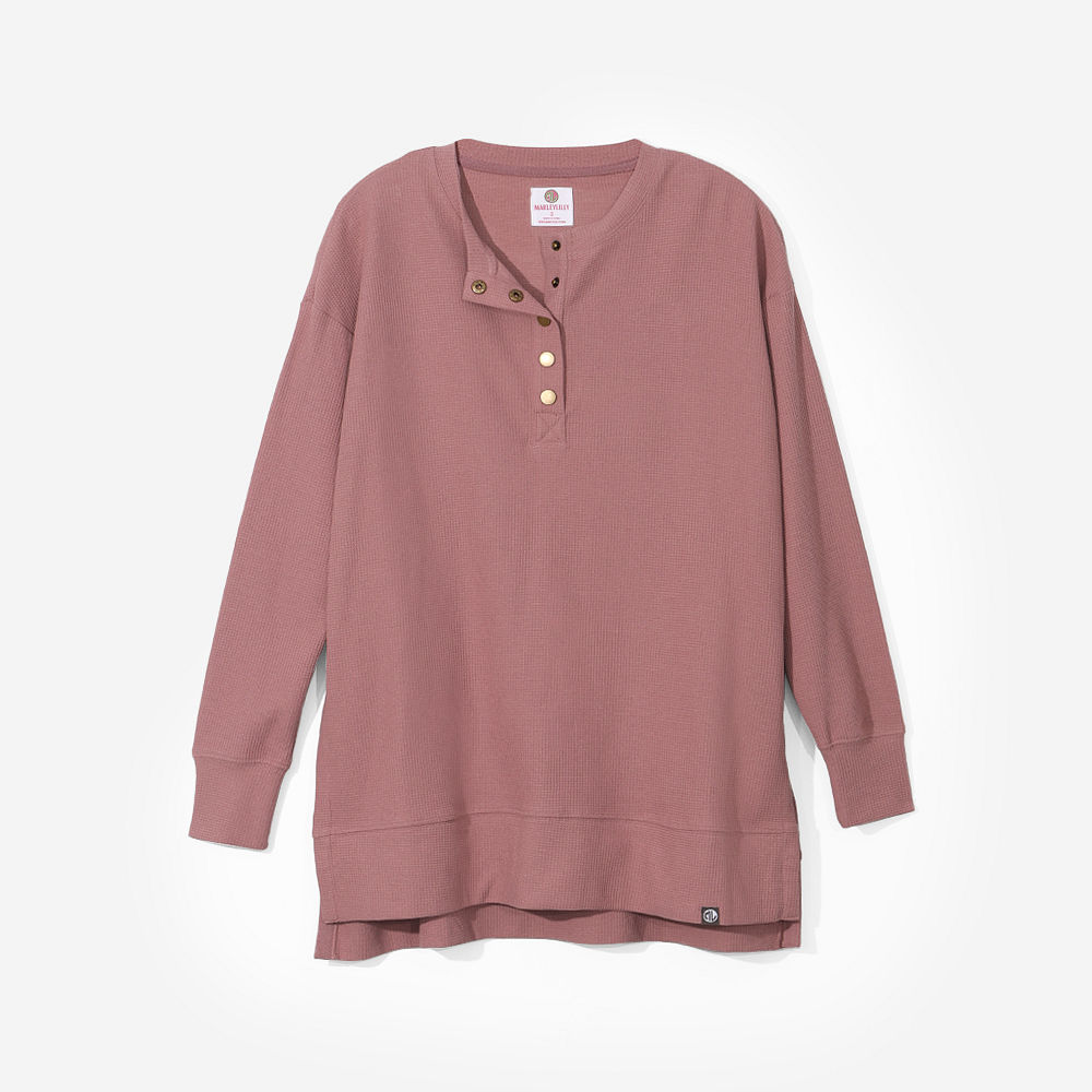 mauve and ivory monogrammed waffle tunic ootds
