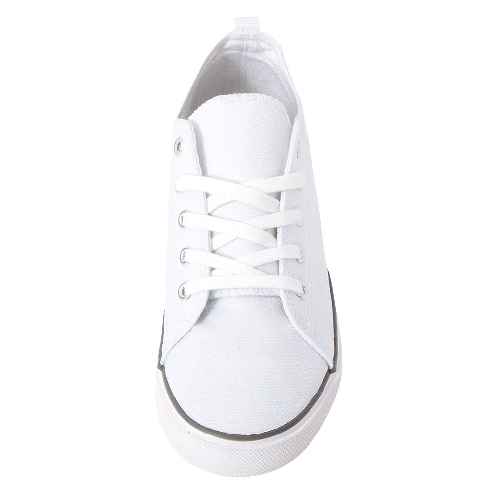 marleylilly branding on the back of monogrammed white canvas sneakers