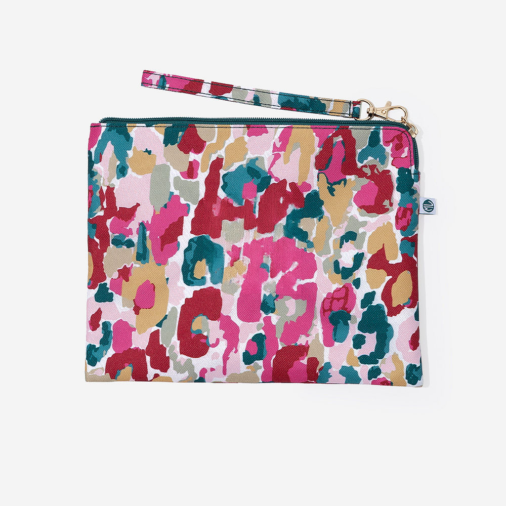 Monogrammed Wristlet Pouch | Autumn Watercolor Cheetah