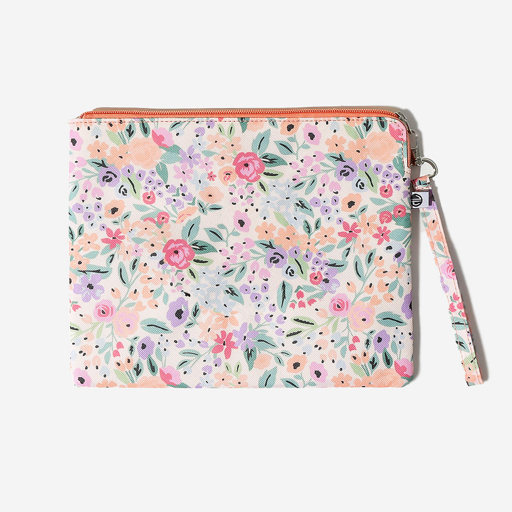 inside of wristlet pouch - coral floral
