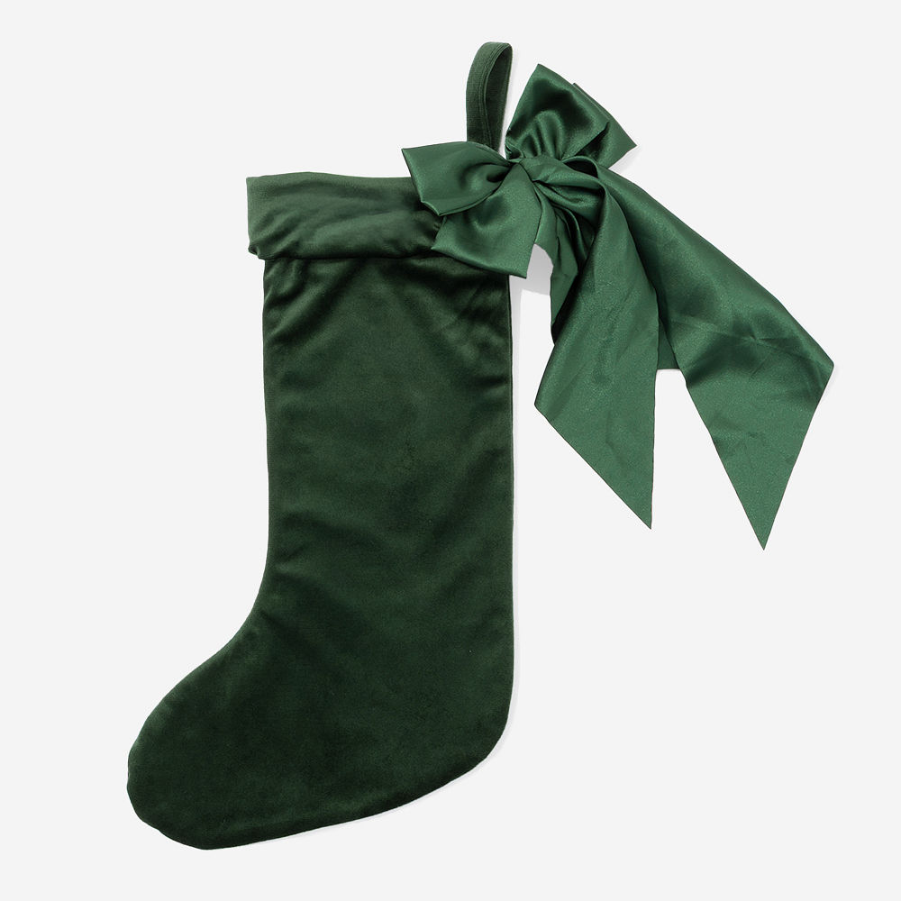 Monogrammed Bow Stocking | Green