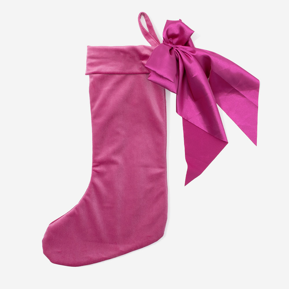 Monogrammed Bow Stocking | Pink