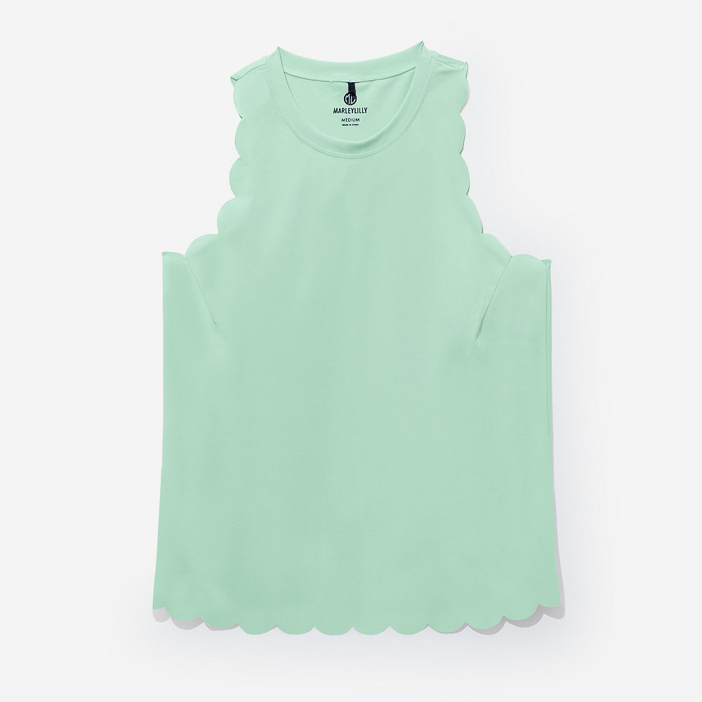 back of white monogrammed exercise tank top