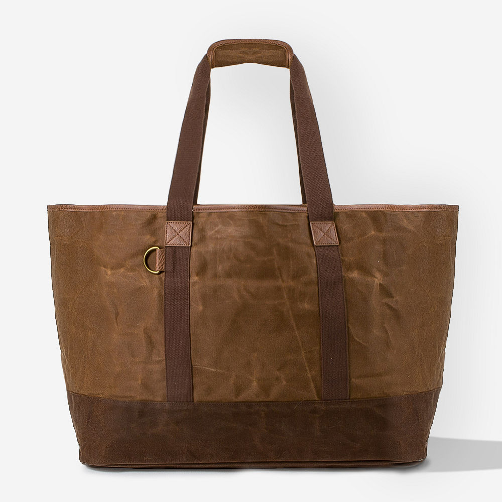 waxed canvas extra large tote bag inside shot