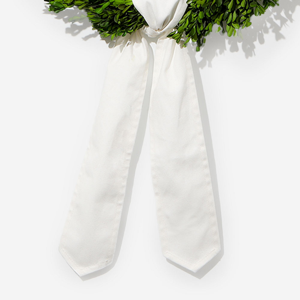 ivory wreath sash with fall decorations