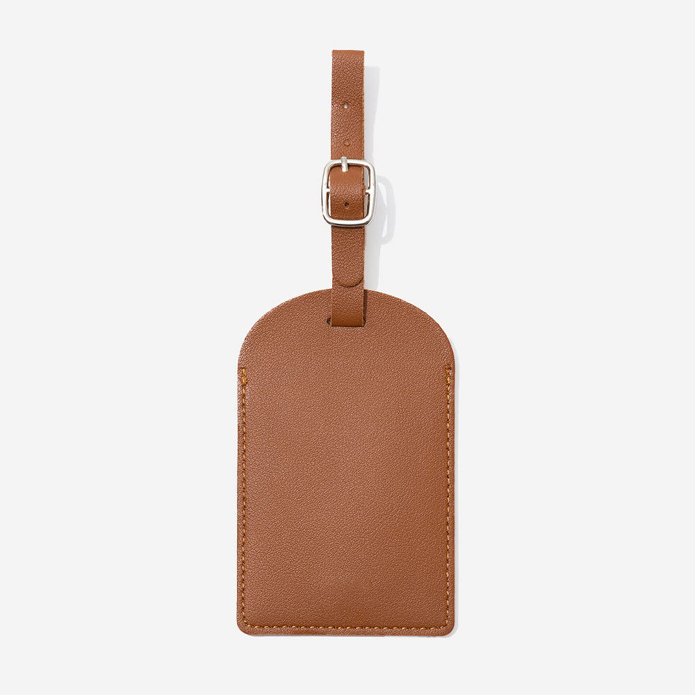 brown luggage tag