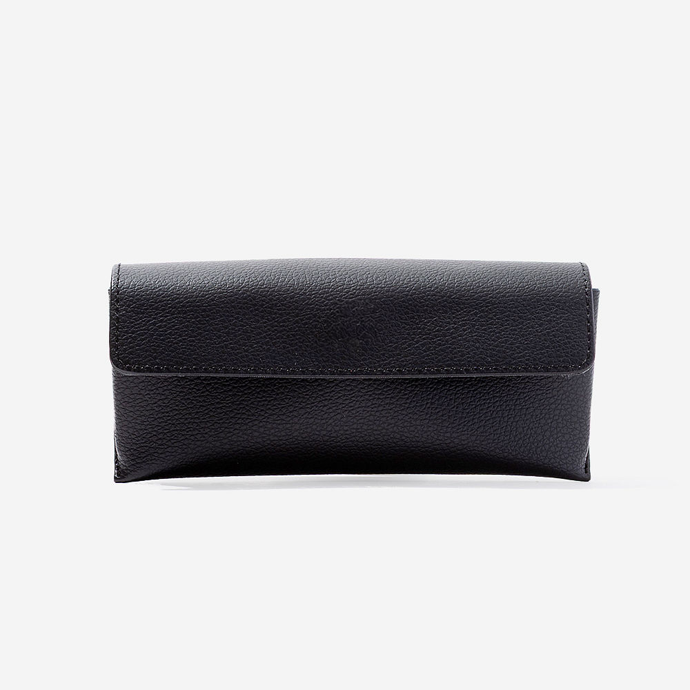 black sunglasses case in hand