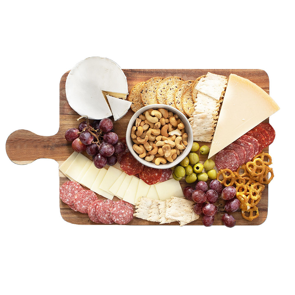 Monogrammed Charcuterie Board with wine bottle and glass