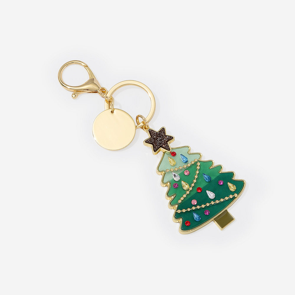 Monogrammed Christmas Bag Charm Keychain | Green
