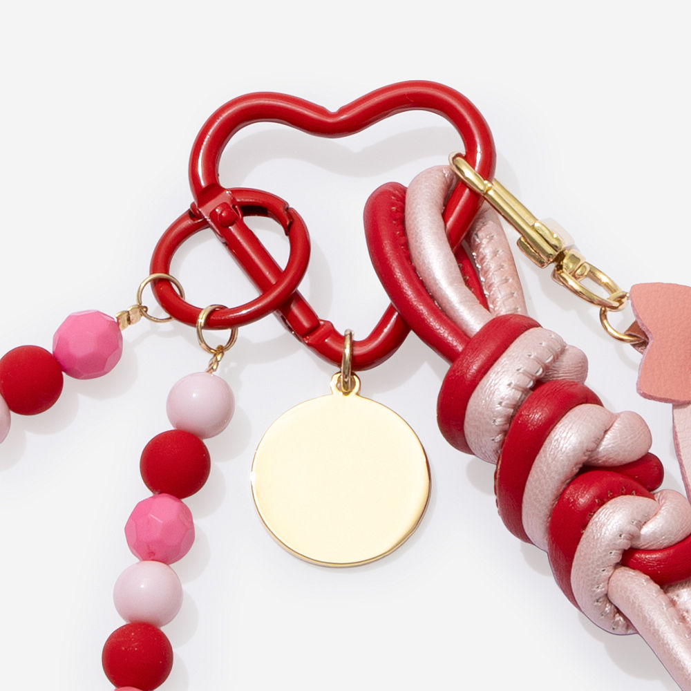 Monogrammed Christmas Bag Charm Keychain | Pink