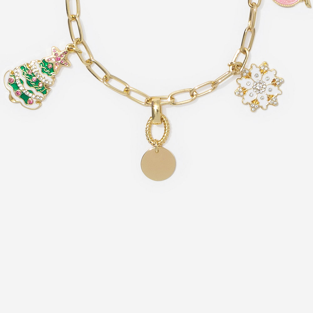 Monogrammed Christmas Charm Necklace | Pink