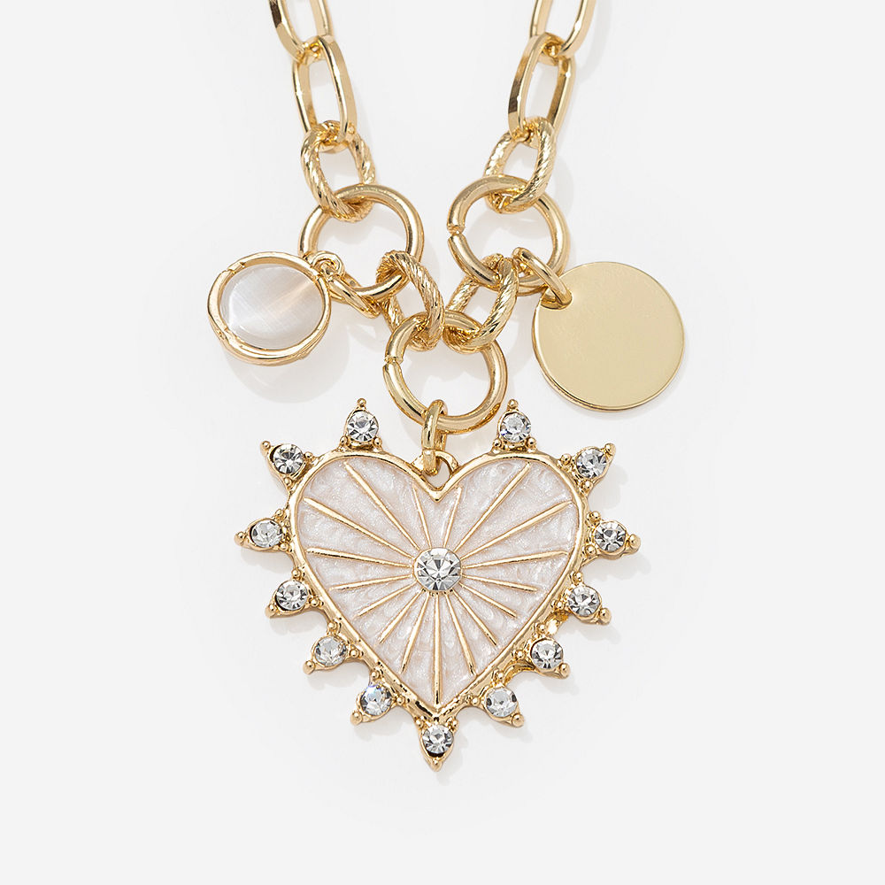 Charm heart necklace on brown