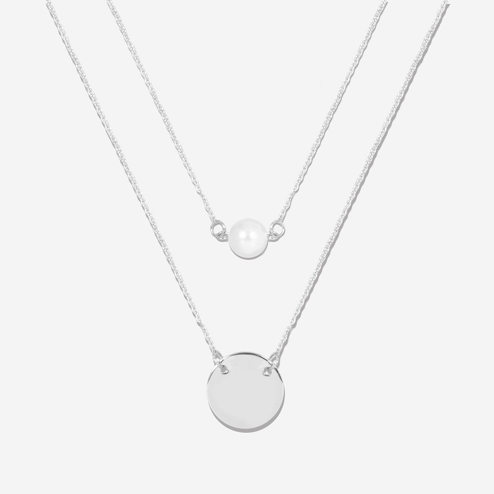 Monogrammed Layered Pearl Necklace