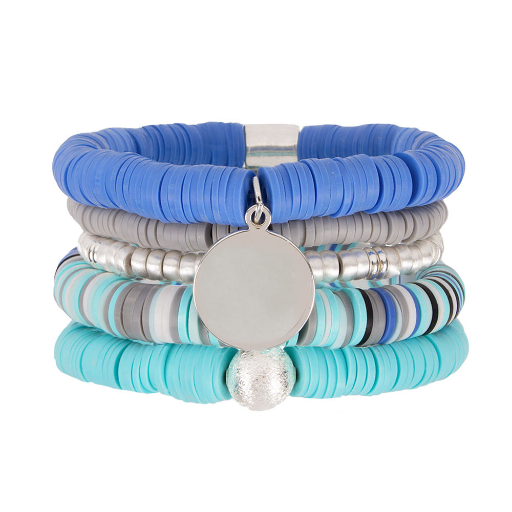 blue and gray monogrammed bracelet sets