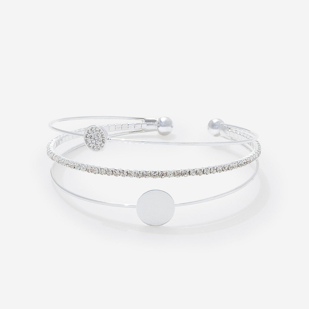 Monogrammed Rhinestone Bangle | Silver