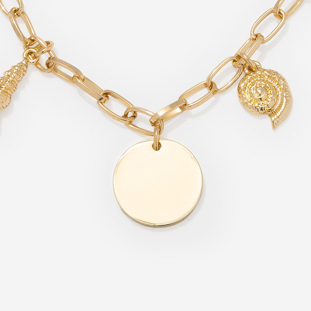 Monogrammed Seashell Charm Necklace | Gold