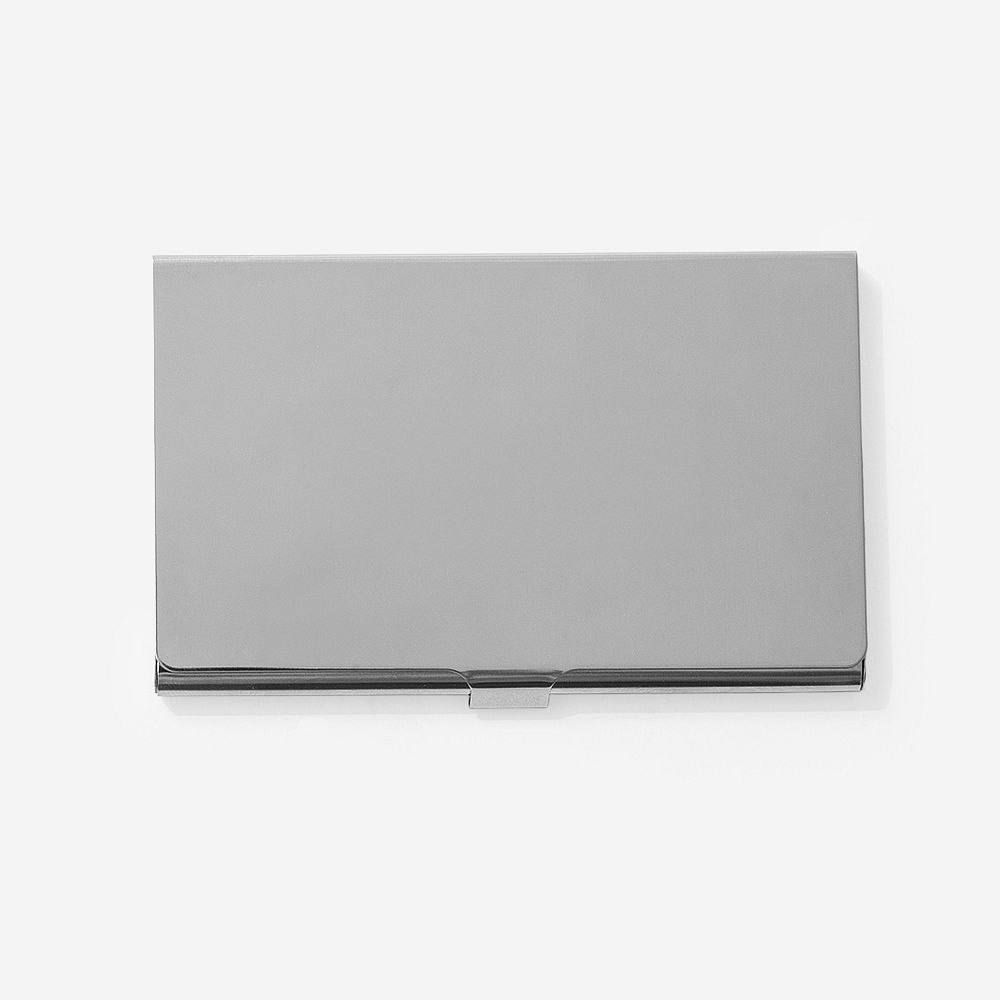 stainless steel business card flatlay