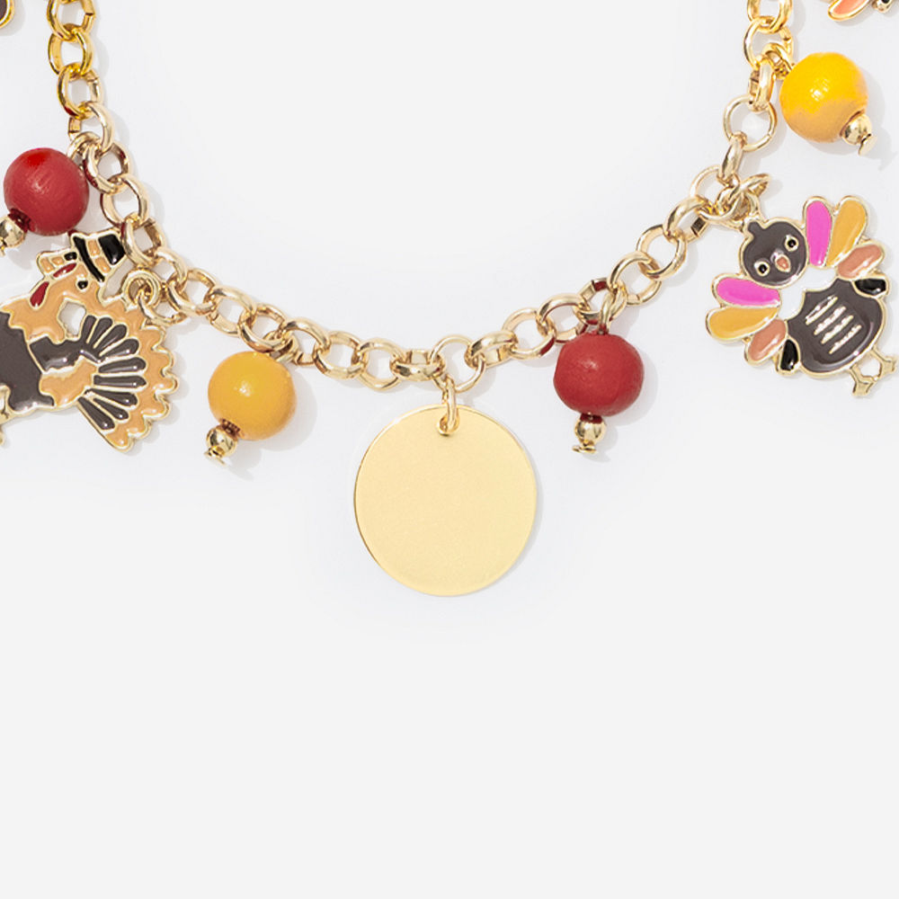 Monogrammed Turkey Charm Bracelet | Gold