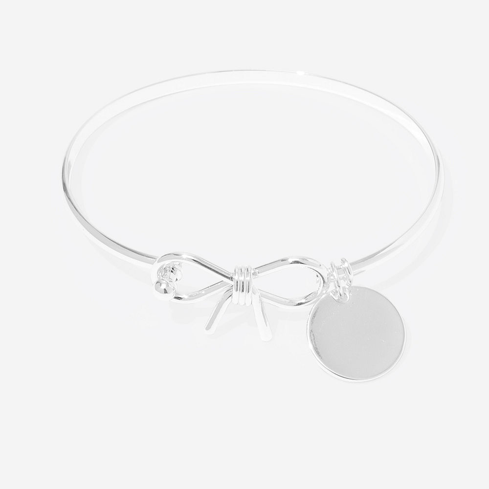 Monogrammed Bow Bangle | Silver